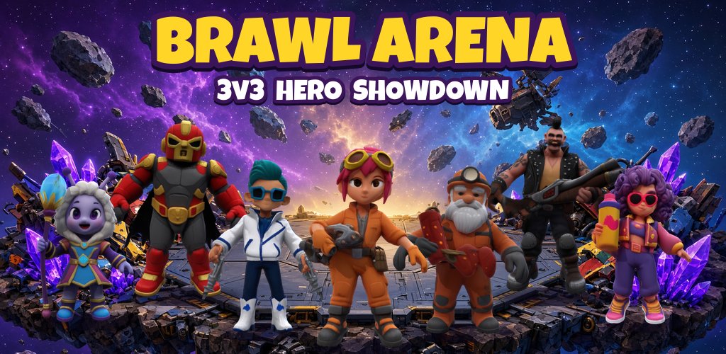 Brawl Arena heroes on a space junkyard arena
